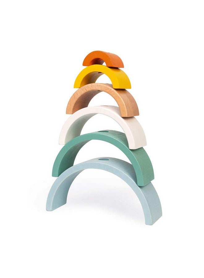 Janod - Sweet Cocoon Wooden Rainbow Turtle Stacking and Pull Toy 7 Piece Building and Nesting Stack with 6 Pastel Arches, Wobbling Head and Tail and String - Ages 18 Months+ - J0440 - Image 3