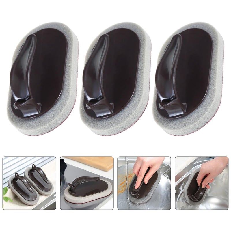 Heavy Duty Emery Sponge Brush 5Pcs Set with Handle for Pot Tableware Cleaning - Image 5