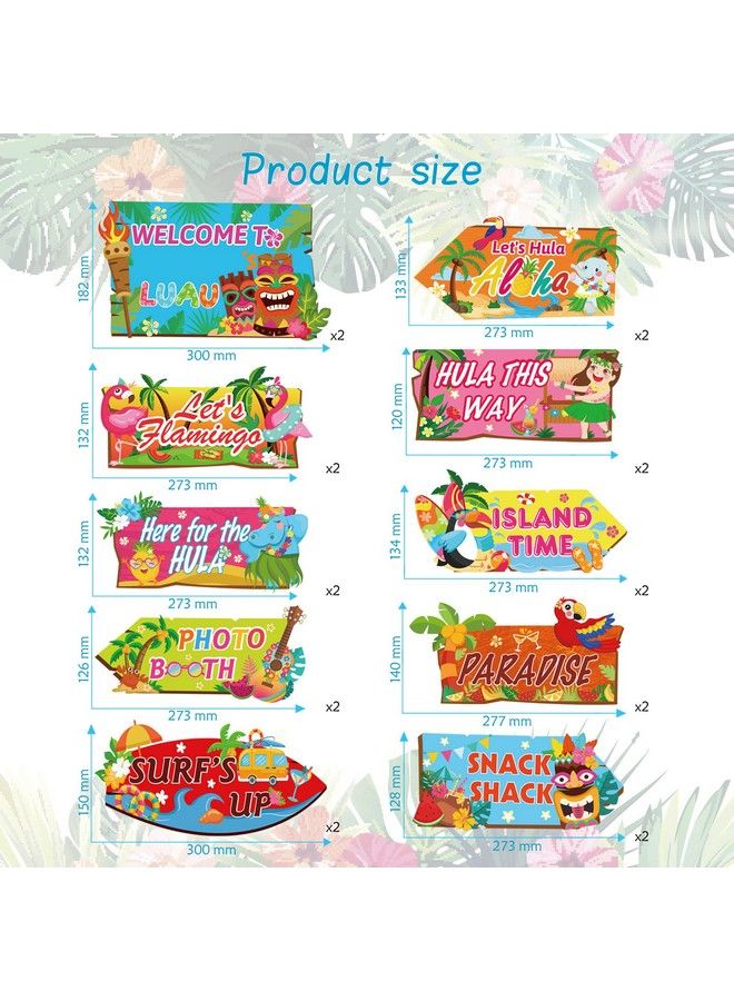 HOWAF لافتة ترحيب لحفلة هاواي، 10 قطع، لافتات اتجاهية للحفلات ذات طابع استوائي لمستلزمات حفلات حمام السباحة الصيفية، قطع لصور حفلات Luau الصيفية لتزيين الباب الأمامي - Image 3