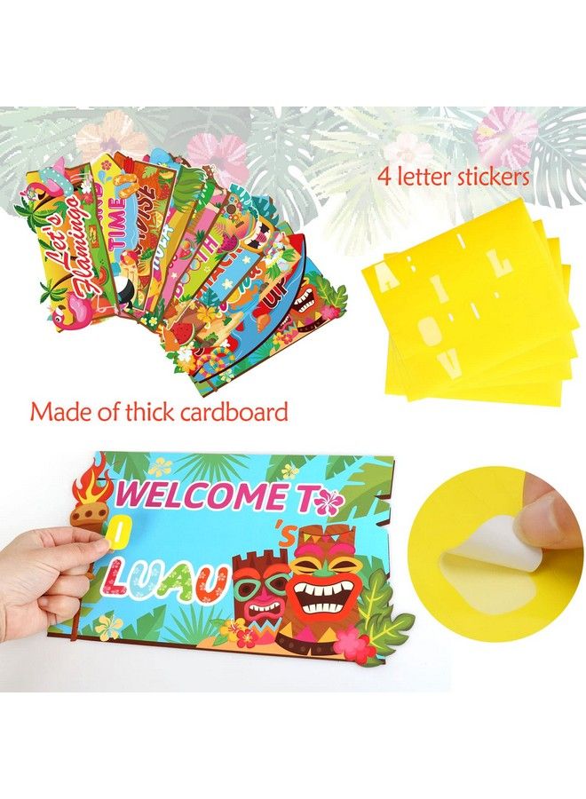 HOWAF لافتة ترحيب لحفلة هاواي، 10 قطع، لافتات اتجاهية للحفلات ذات طابع استوائي لمستلزمات حفلات حمام السباحة الصيفية، قطع لصور حفلات Luau الصيفية لتزيين الباب الأمامي - Image 4