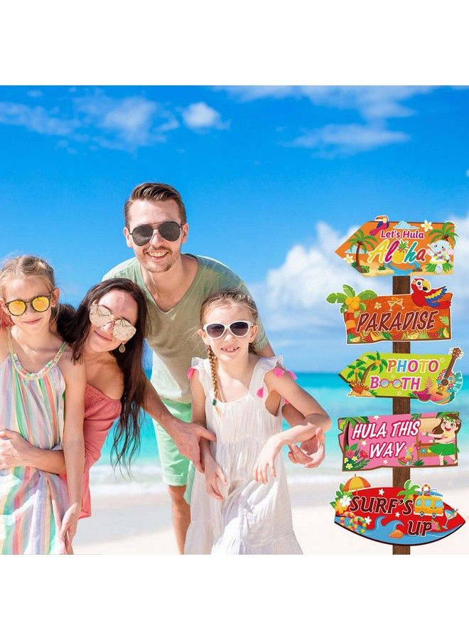 HOWAF لافتة ترحيب لحفلة هاواي، 10 قطع، لافتات اتجاهية للحفلات ذات طابع استوائي لمستلزمات حفلات حمام السباحة الصيفية، قطع لصور حفلات Luau الصيفية لتزيين الباب الأمامي - Image 5