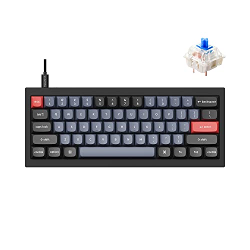 Keychron Q4 Wired Custom Mechanical Keyboard, 60% Layout QMK/VIA Programmable Macro with Hot-swappable Gateron G Pro Blue Switch Double Gasket Compatible with Mac Windows Linux (Black) - Image 1