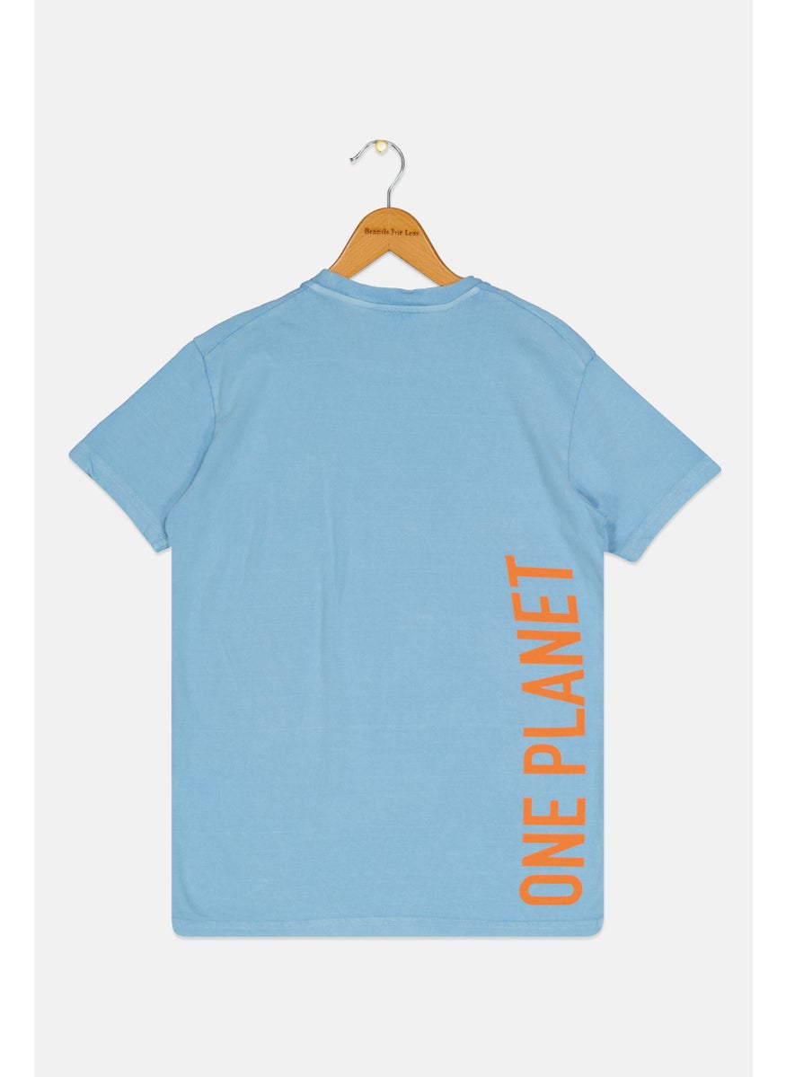 DSQUARED2 DSquared2 x Smiley Kids Boy Short Sleeves Brand Logo T-Shirt, Blue  - Image 2