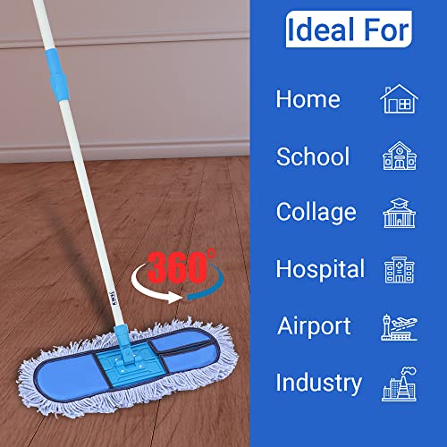 KWEL Wet and Dry Cotton Pad Floor Mop with Telescopic Long Handle Suitable for All Types of Floor (18 Inch) - Image 4