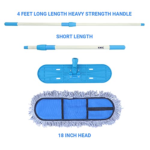 KWEL Wet and Dry Cotton Pad Floor Mop with Telescopic Long Handle Suitable for All Types of Floor (18 Inch) - Image 3