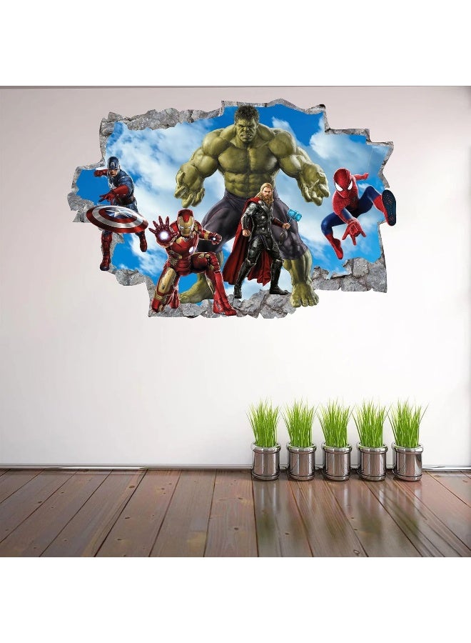Wthh Superhero Wall Decal for Kids - Superhero Wall Decor - Waterproof Vinyl Mural Wall Decal for Boys' Room, Peel and Stick Stickers for Kids' Bedroom, Playroom, Nursery - 24" x 16" - Image 3