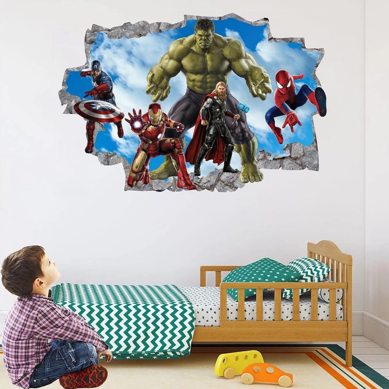 Wthh Superhero Wall Decal for Kids - Superhero Wall Decor - Waterproof Vinyl Mural Wall Decal for Boys' Room, Peel and Stick Stickers for Kids' Bedroom, Playroom, Nursery - 24" x 16" - Image 5