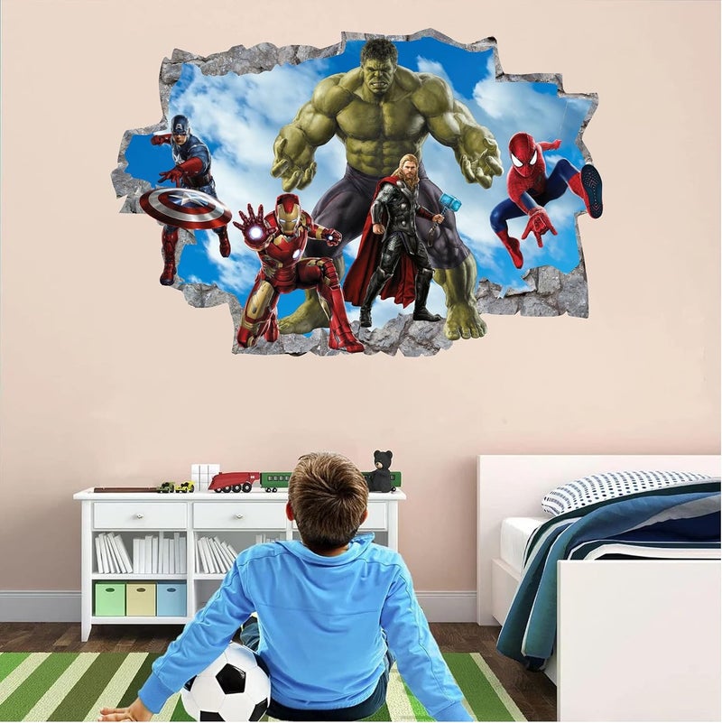 Wthh Superhero Wall Decal for Kids - Superhero Wall Decor - Waterproof Vinyl Mural Wall Decal for Boys' Room, Peel and Stick Stickers for Kids' Bedroom, Playroom, Nursery - 24" x 16" - Image 4