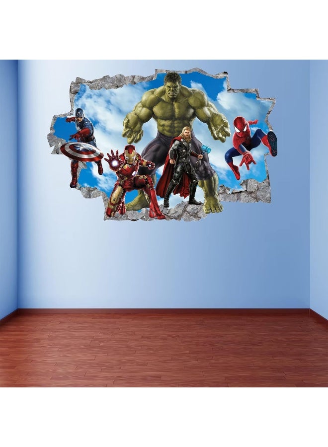 Wthh Superhero Wall Decal for Kids - Superhero Wall Decor - Waterproof Vinyl Mural Wall Decal for Boys' Room, Peel and Stick Stickers for Kids' Bedroom, Playroom, Nursery - 24" x 16" - Image 2