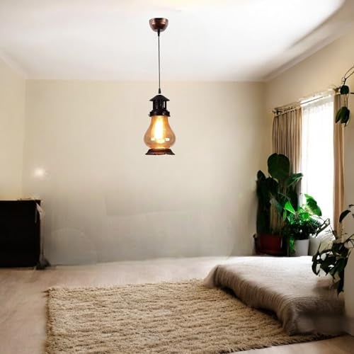 GreyWings Cherry Hanging Pendant Light for Home, Vintage Ceiling Lamp for Dining Room, Living, Bedroom, Metal & Glass Indoor Light Fixture, Pack of 1 - Image 4