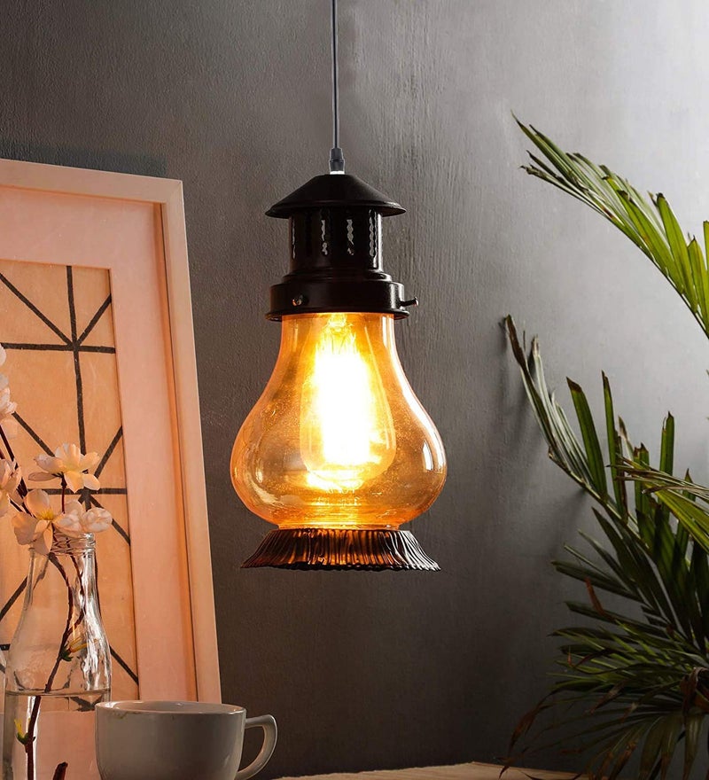 GreyWings Cherry Hanging Pendant Light for Home, Vintage Ceiling Lamp for Dining Room, Living, Bedroom, Metal & Glass Indoor Light Fixture, Pack of 1 - Image 1