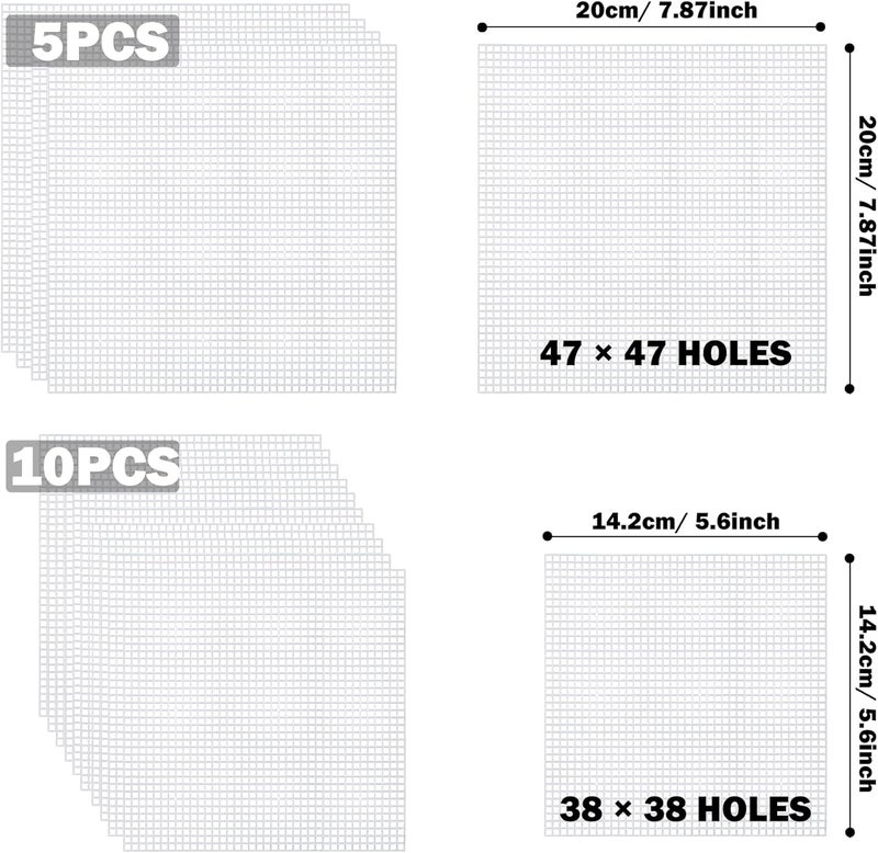 Allazone Plastic Mesh Canvas Sheets for Embroidery - 53 PCs, Square Mesh, Knit & Crochet Projects - Image 2