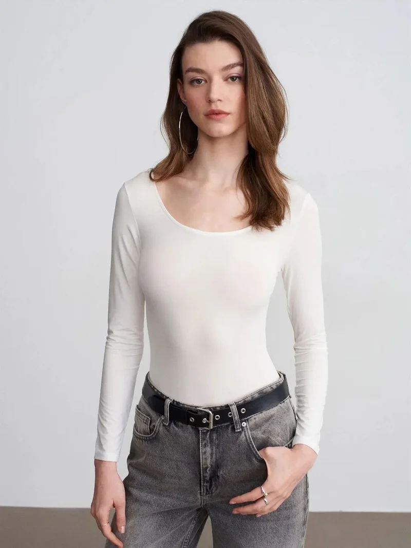 ديلفين DILVIN Slim Fit Modal Jersey Bodysuit