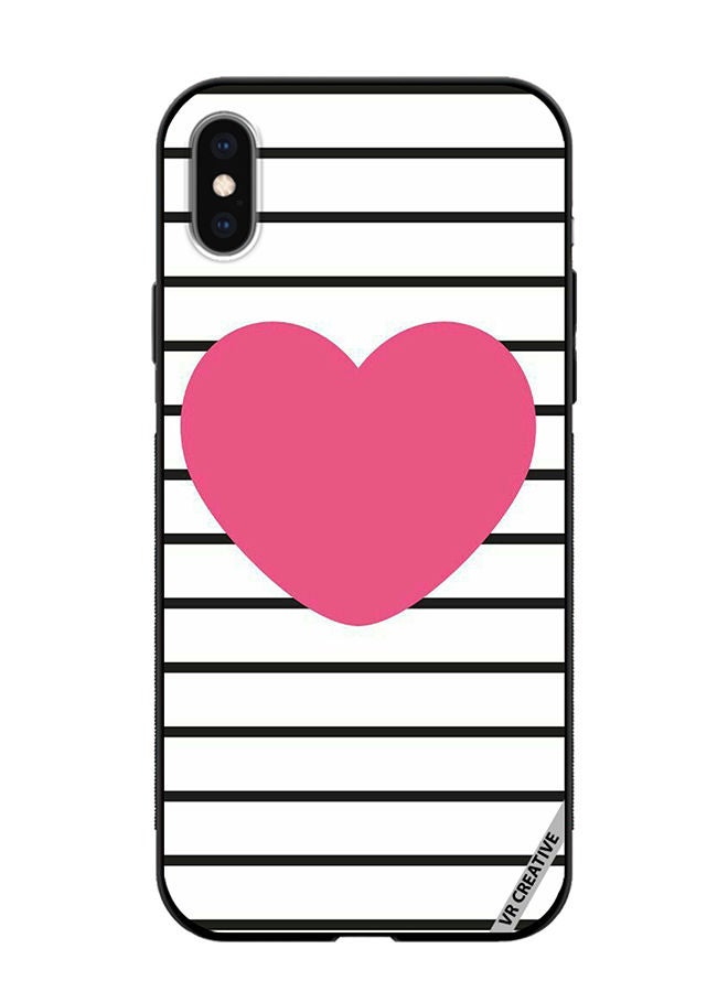 VR CREATIVE Protective Case Cover For Apple iPhone XS Max Pink Heart stripes Design Multicolour - Image 1