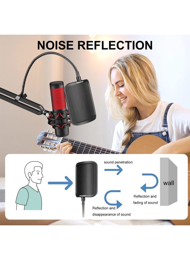 Aokeo Professional Microphone Metal Pop Filter Mask Shield For Blue Yeti,HyperX QuadCast and Any Other Microphone,Mic Wind Pop Screen With a Flexible 360° Gooseneck Clip Stabilizing Arm - Image 2