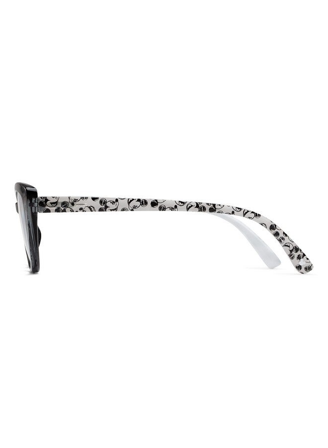 Foster Grant Disney X Women'S Dreamer Cateye Reading Glasses Black And Crystal With Mickey Mouse Print 48 Mm + 2  - Image 5