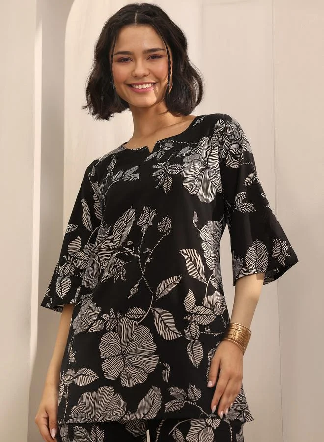 Libas Black Printed Cotton Pyjama Set