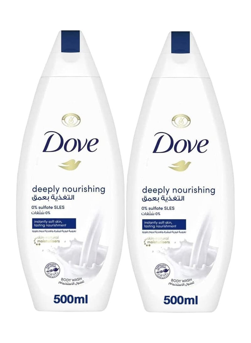 دوف غسول الجسم المغذي بعمق 500 مل، عبوة من قطعتين - Image 1