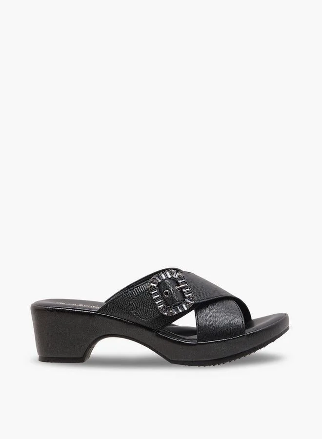 لو كونفورت Women Block Heel Cross Strap Sandals Ramadan Collections