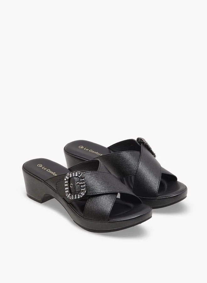 لو كونفورت Women Block Heel Cross Strap Sandals