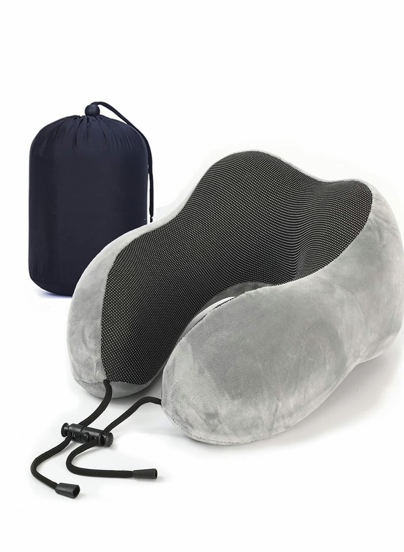 Excefore Travel Pillow, Pure Memory Foam Neck Pillow, Comfortable & Breathable Cover, Machine Washable, Airplane Travel, Train, Car & Home Use - Image 1