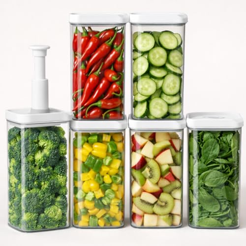 Satpurush Vacuum Fridge Storage Containers - Fridge Organiser Storage Boxes- Kitchen Accessories Items for Home-Freezer & Refrigerator Organizer vegetable storage box (1500ML, Pack of 6) - Image 1