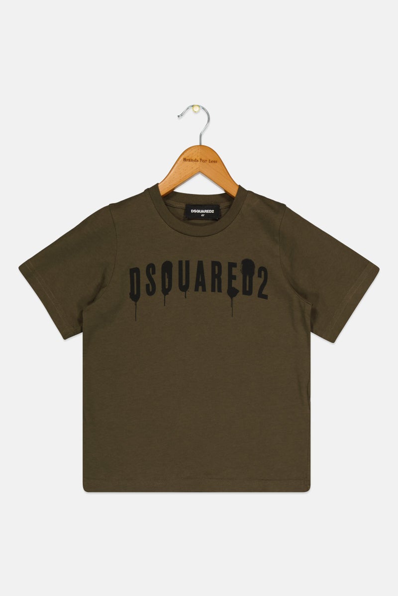DSQUARED2 Toddlers Boy Short Sleeves Brand Logo T-Shirt, Dark Olive - Image 1