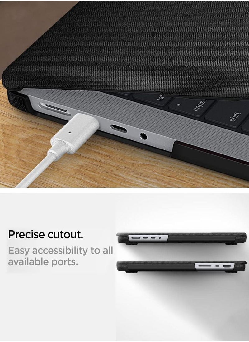 Spigen - Urban Fit for MacBook Pro 14 inch M4 / M4 Pro / M4 Max (2024) M3/M2/M1/Pro/Max (2023-2021) A3112 A3185 A3401 A2918 A2992 A2779 A2442 Premium Knit Fabric Hard Shell Case – Black - Image 1