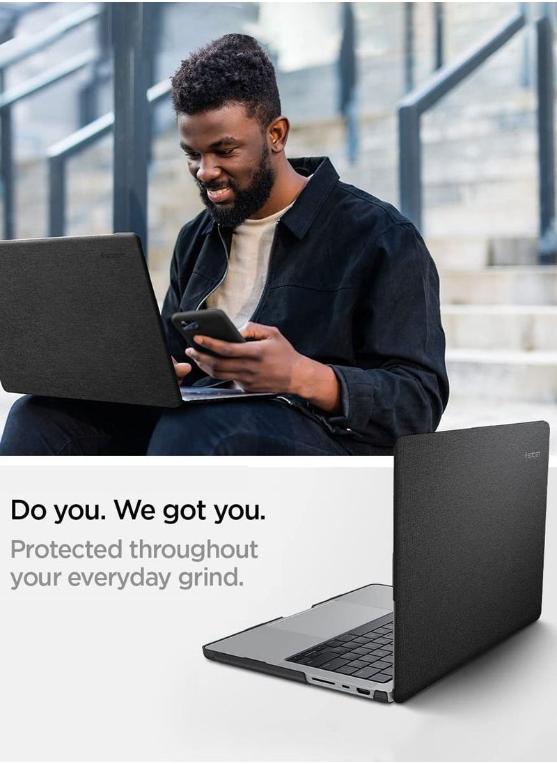 Spigen - Urban Fit for MacBook Pro 14 inch M4 / M4 Pro / M4 Max (2024) M3/M2/M1/Pro/Max (2023-2021) A3112 A3185 A3401 A2918 A2992 A2779 A2442 Premium Knit Fabric Hard Shell Case – Black - Image 1