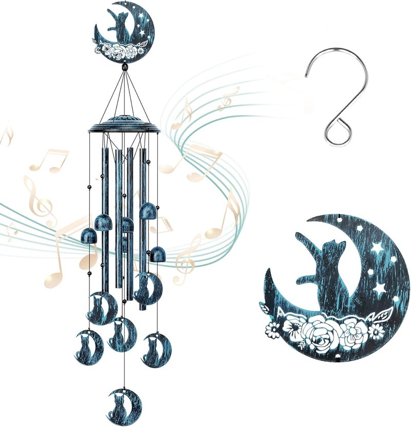 LESES Wind Chimes, Cat Memorial Wind Chime for Outside Cat Lover Gifts for Women Grandma, 35" Sympathy Wind Chimes Outdoor Clearance Home Garden Decoration Windchimes for Yard, Patio - Image 1