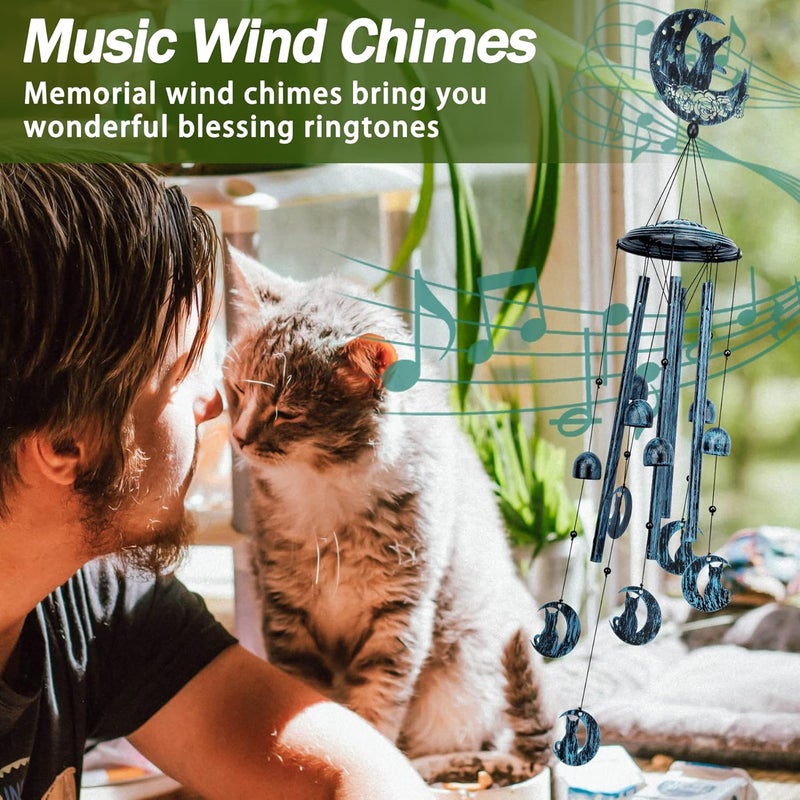 LESES Wind Chimes, Cat Memorial Wind Chime for Outside Cat Lover Gifts for Women Grandma, 35" Sympathy Wind Chimes Outdoor Clearance Home Garden Decoration Windchimes for Yard, Patio - Image 2