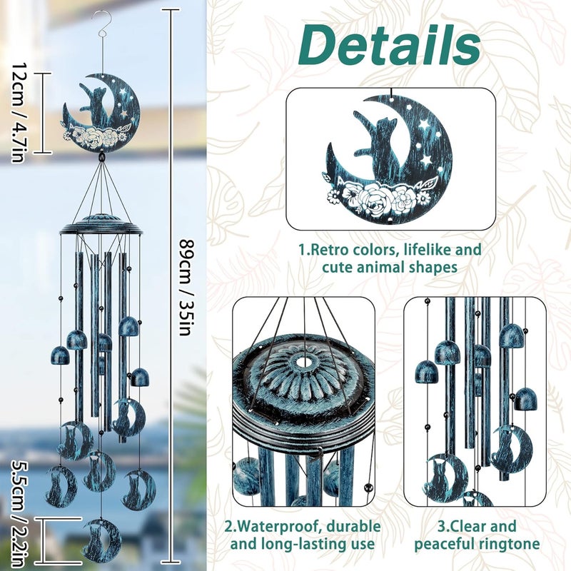 LESES Wind Chimes, Cat Memorial Wind Chime for Outside Cat Lover Gifts for Women Grandma, 35" Sympathy Wind Chimes Outdoor Clearance Home Garden Decoration Windchimes for Yard, Patio - Image 3