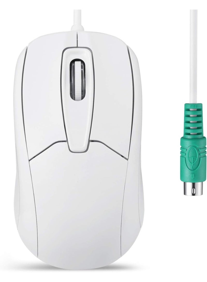 بيريكس فأرة Perixx PERIMICE-209 P، سلكية، بصرية، بمنفذ PS2، مزودة بعجلة تمرير ودقة 1000 نقطة في البوصة، لون أبيض - Image 1