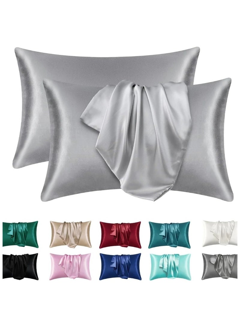 ارواق طقم من 2 غطاء وسادة من الحرير الساتان للشعر والبشرة، أغطية وسائد مرجانية، مقاس قياسي، مجموعة من أغطية الوسائد فائقة النعومة - Image 1