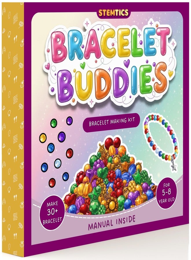 STEMTICS Bracelet Making Kit for Girls Age 5-8 Years Old with Beads and Charms | Stylish Jewellery Birthday Gift Set for Girl Kids 5, 6, 7, 8 Year Old (Bracelet Buddies) - Image 2