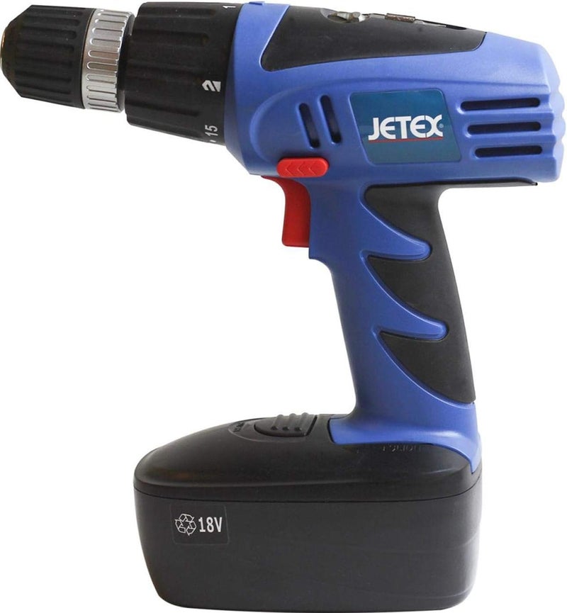 JETEX Cordless Drill 2 Batteries 18V In Plastic Case - Image 2