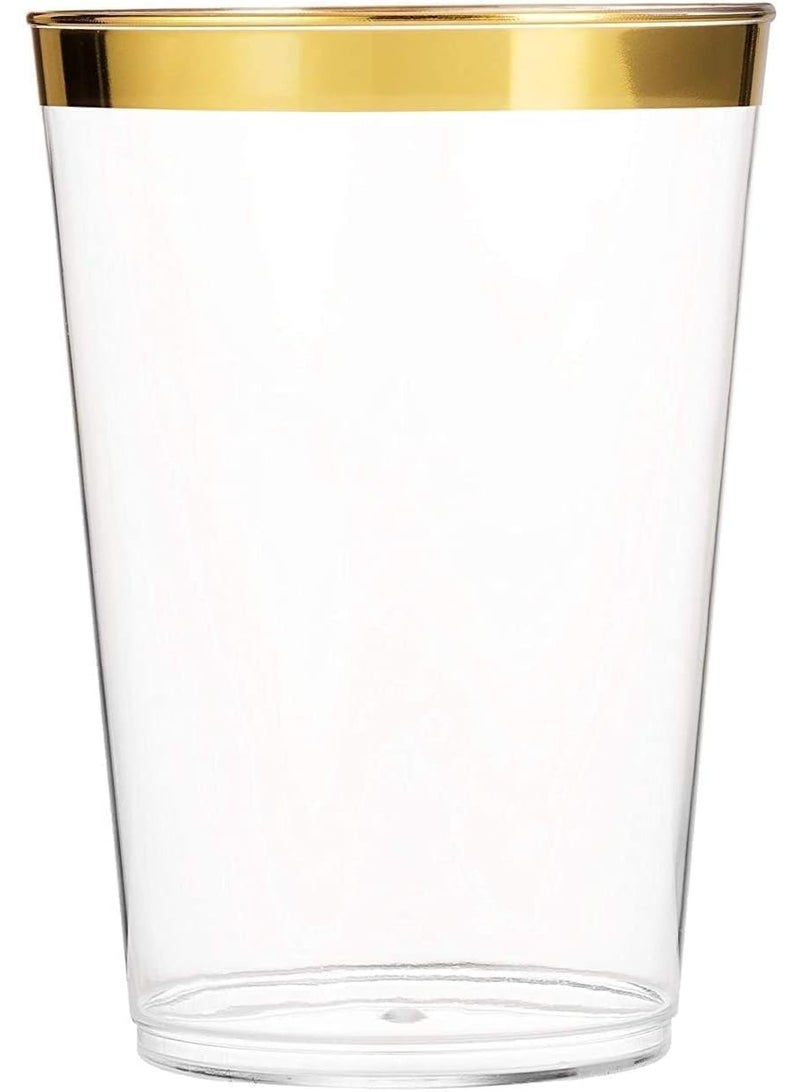 AIWANTO 175 Piece Dinnerware Set - 50 Guest Lace Design Plastic Plates, 25 Plastic Silverware, 25 Gold Cups, 25 Linen Like Gold Napkins, 25 Guest Disposable Dinnerware Set - Image 5