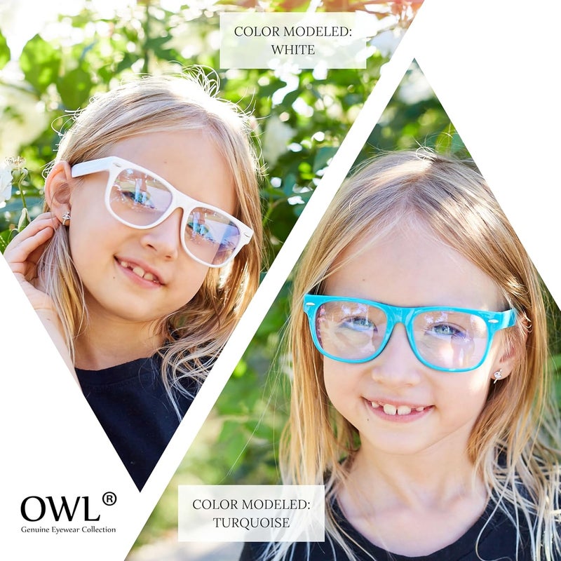 OWL Kids Clear Lens Glasses UV Protection for Children, Colorful Frames Fun Pretend Play Eyewear Non Prescription - Image 4
