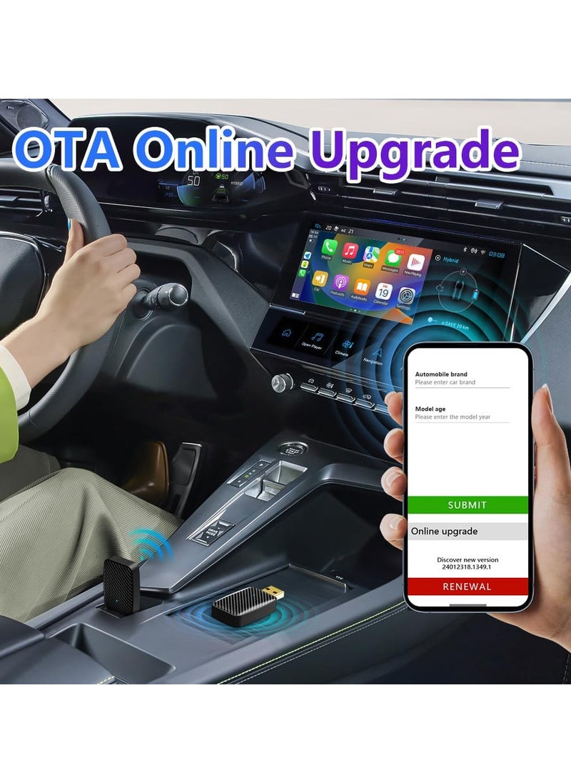 Mini 2-in-1 Wireless CarPlay Adapter | Convert OEM Wired CarPlay to Wireless | Compatible with iPhone & Android Auto | Bluetooth & 5GHz WiFi | Fast Connect & Plug-and-Play