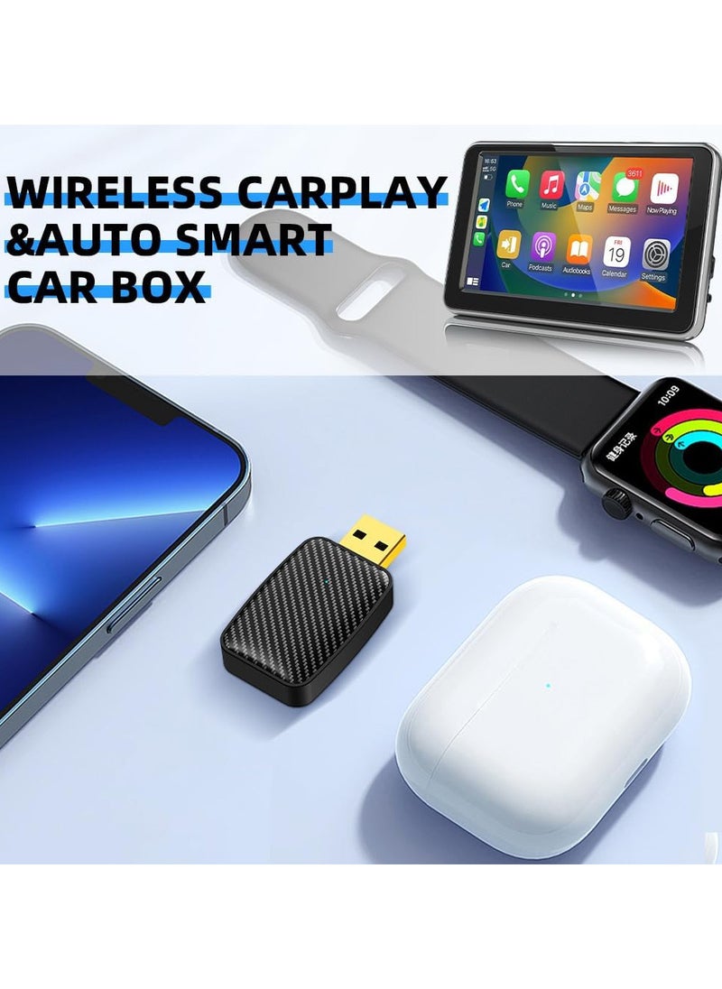 Mini 2-in-1 Wireless CarPlay Adapter | Convert OEM Wired CarPlay to Wireless | Compatible with iPhone & Android Auto | Bluetooth & 5GHz WiFi | Fast Connect & Plug-and-Play