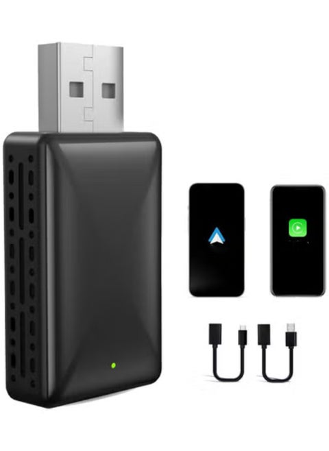 Mini 2-in-1 Wireless CarPlay Adapter | Convert OEM Wired CarPlay to Wireless | Compatible with iPhone & Android Auto | Bluetooth & 5GHz WiFi | Fast Connect & Plug-and-Play