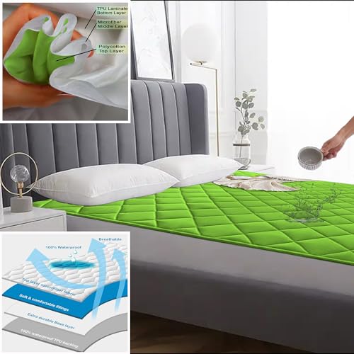 AVI 100% Waterproof & Dustproof Polyester Mattress Protector for Callifornia King Size Bed Mattress- with Elastic Bands (72" X 84", Mint Green) - Image 3