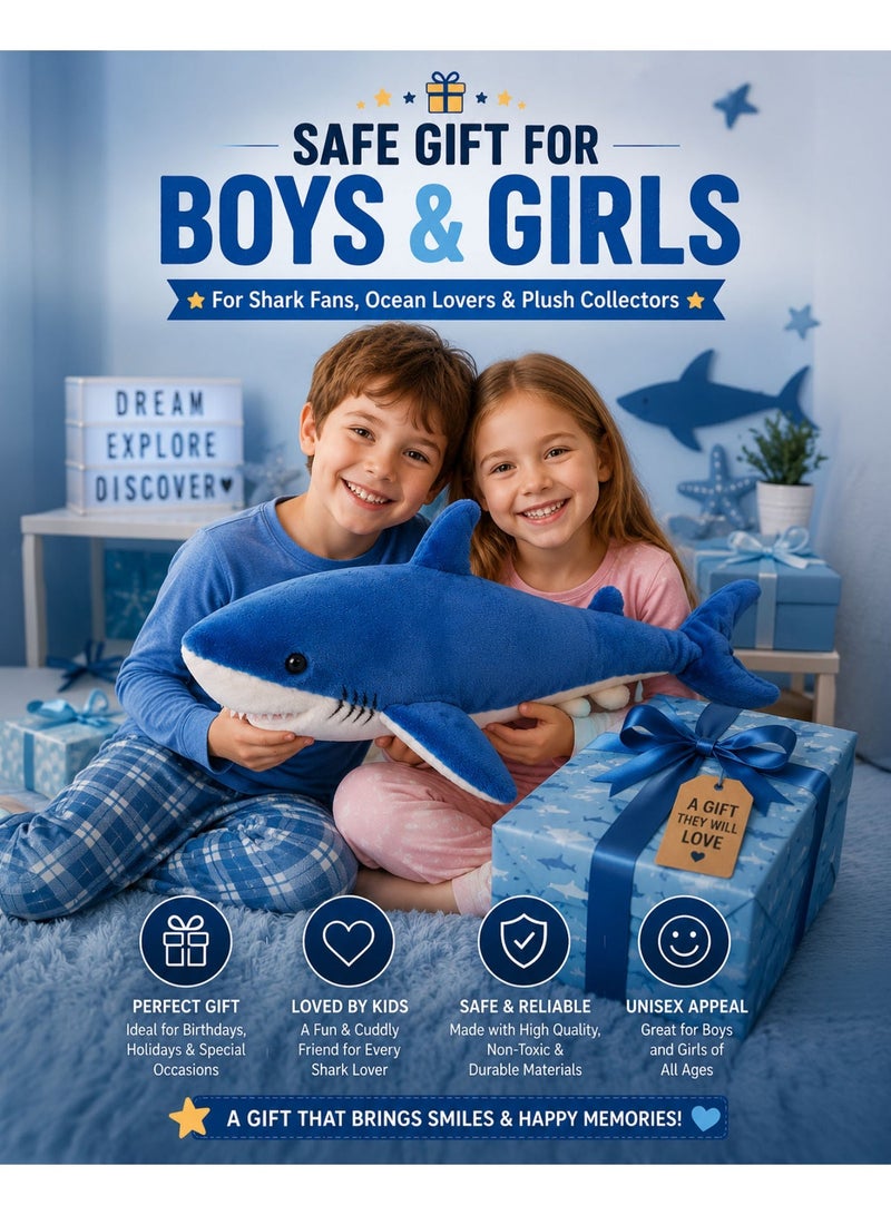 Wild Planet Blue Shark Plush Toy 40cm Realistic Ocean Shark Stuffed Animal Soft Marine Predator Plush Doll for Kids Boys Girls Ocean Animal Lovers Cuddly Educational Sea Creature Gift Bedroom Decor Collectible Toy - Image 3