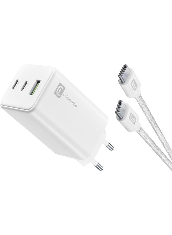 Cellularline Multi Power Nano 100W GAN Charger 3 Port With Cable C - Image 1