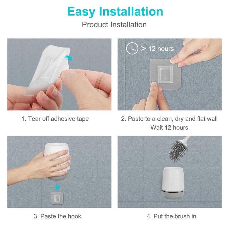 HETLESH Toilet Brush and Holder Set for Bathroom, Flexible Toilet Cleaning Bowl Brush Head with Silicone Bristles, Compact Size for Storage and Organization, Grey - Image 5
