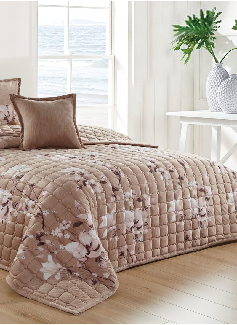 Moon 4 Pieces Velvet Comforter set for All Season Single Size 160 X 210 Cm Bedding Set Double Side Square Stitched Heavy Floral Pattern, Multi Color  - Image 2