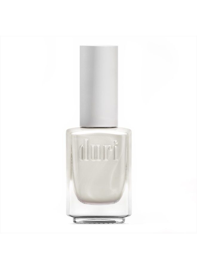 Duri Nail Polish, 50 Platinum, White Metallic Shimmer Pearl Finish Semi Sheer Coverage, 0.5 fl.oz. - Image 1