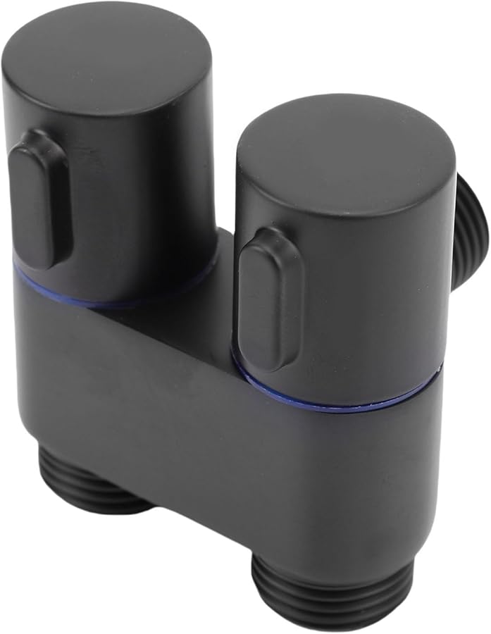 صمام زاوية معدني أسود للتركيب على الحائط G1 2 تحكم مزدوج 1 مدخل 2 مخرج للمرحاض - Image 5