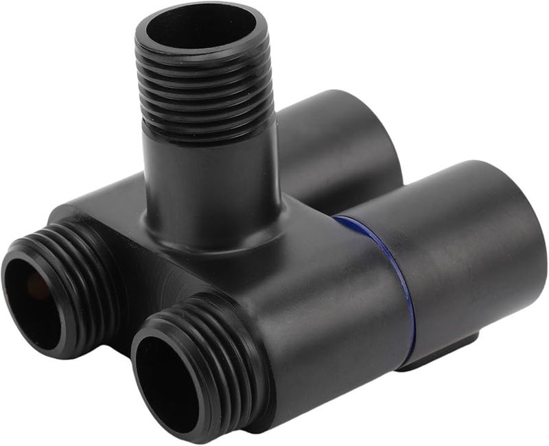 صمام زاوية معدني أسود للتركيب على الحائط G1 2 تحكم مزدوج 1 مدخل 2 مخرج للمرحاض - Image 3