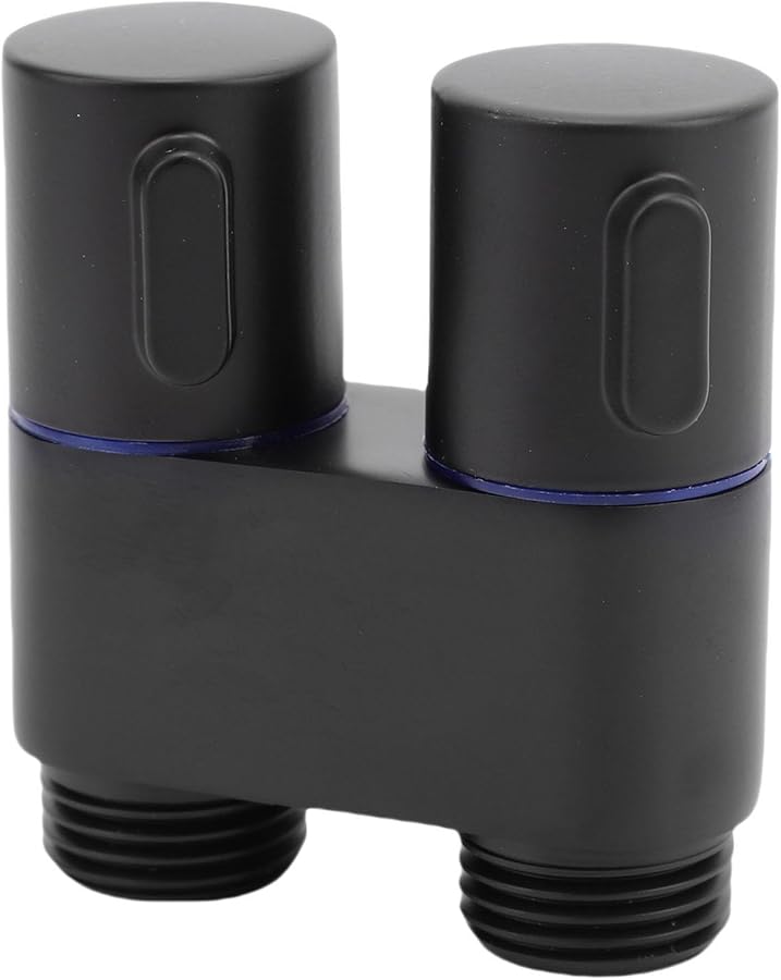 صمام زاوية معدني أسود للتركيب على الحائط G1 2 تحكم مزدوج 1 مدخل 2 مخرج للمرحاض - Image 1